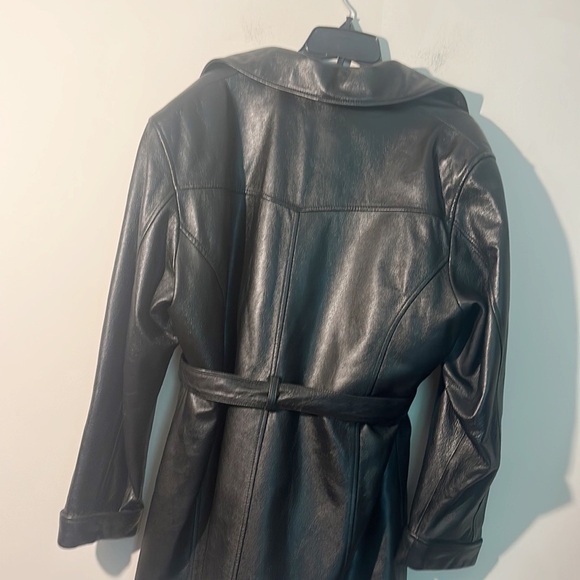 VINTAGE Wilson’s Leather Black Button tie coat jacket women size Large - Picture 2 of 7